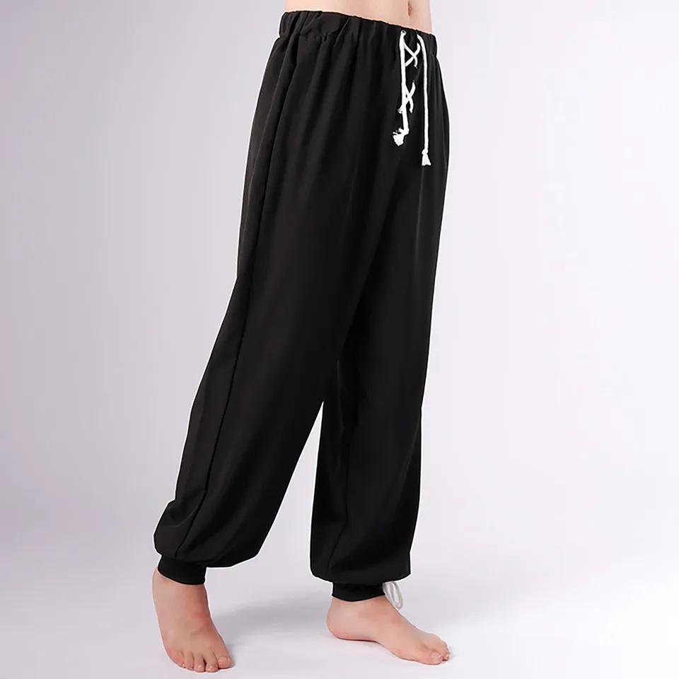 Mens Casual Cotton Ankle Strap Summer Pants