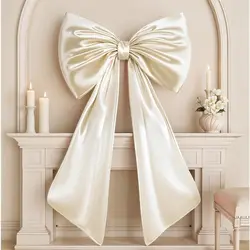 Giant Pastel Pink Satin Ribbon Bow for Ballerina Girl's Room Decor (Beige)