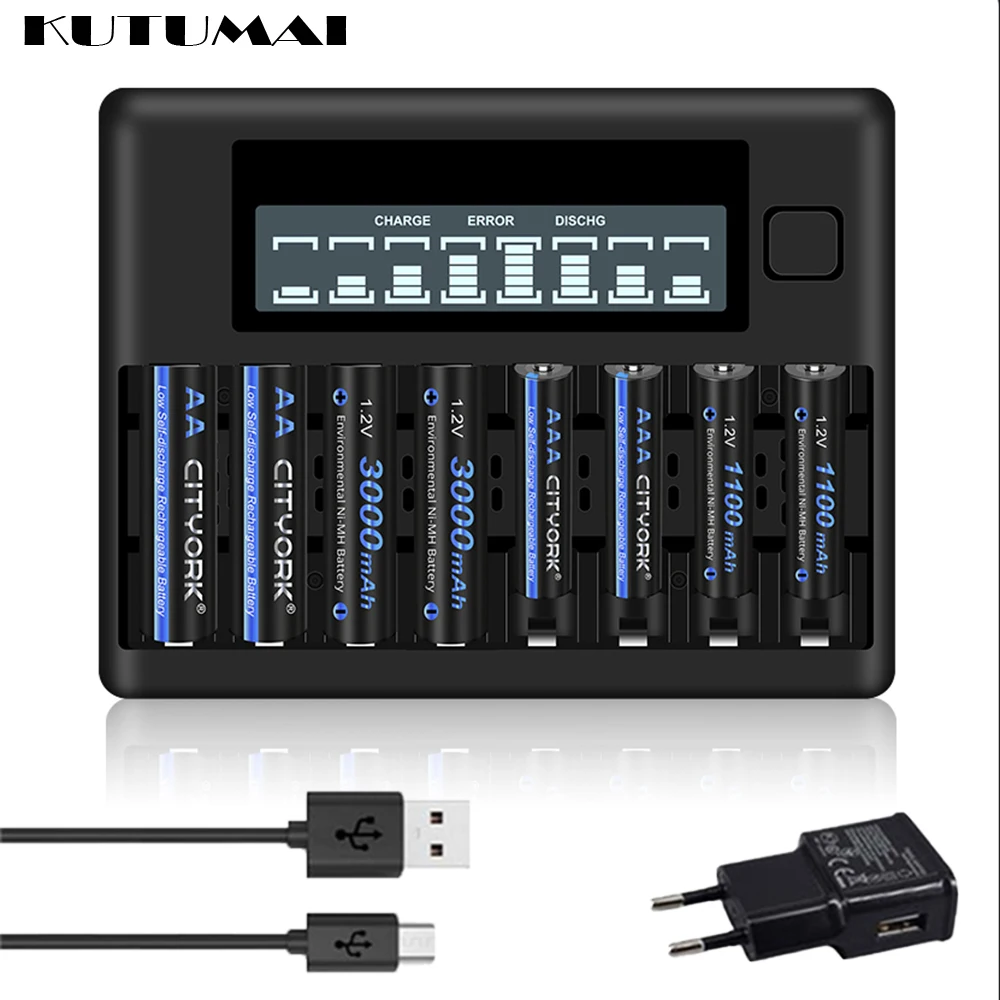 

8 slots LCD Smart USB Battery Fast Charger Intelligent Charger Charging Rechargeable 1.2V Ni-MH AA AAA Batteries Battery Charger