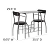 Sutton 3 Piece Space-Saver Bistro Set with Black Glass Top Table  Vinyl Padded Chairs 5