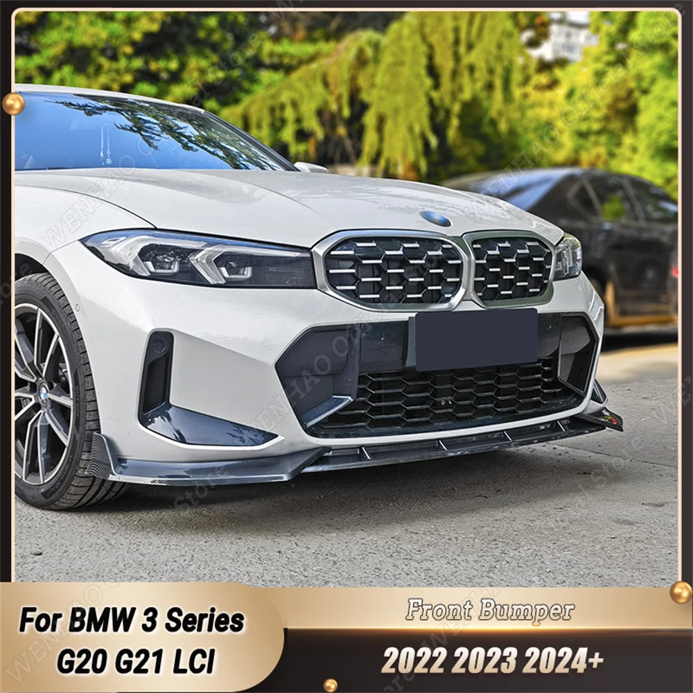 

For BMW 3 Series G20 G21 LCI 2022 2023 2024+ Car Front Bumper Lip Splitter Spoiler Gloss Black/Carbon Look ABS Body kits Tuning