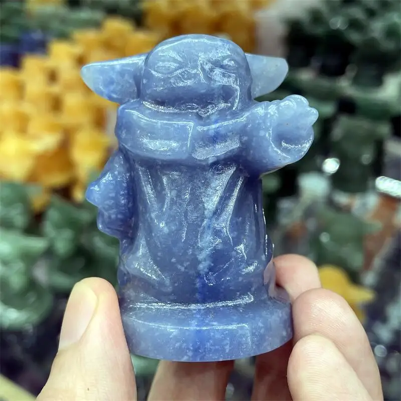 

5,5 см натуральный кристалл синий авантюрин ручная резка мультфильм камни лечебные полированные минеральные украшения для дома 1 шт.