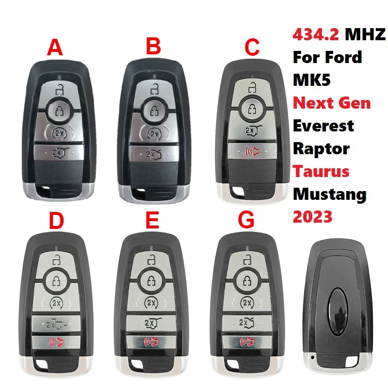 

CN018098 434.2 MHZ Aftermarket Smart Key For Ford Next Gen Everest Raptor MK5 Taurus Mustang 2023 HITAG PRO 49 Chip Keyless Go