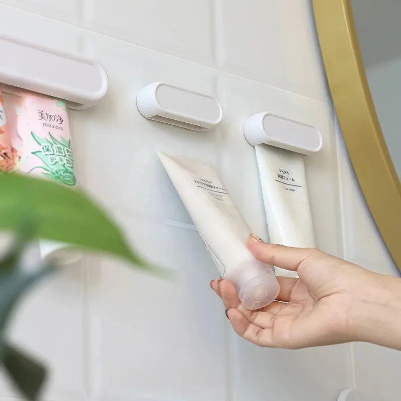 Wall Mounted Toothpaste Storage Clip Bathroom No-Drill Toothpaste Dispenser