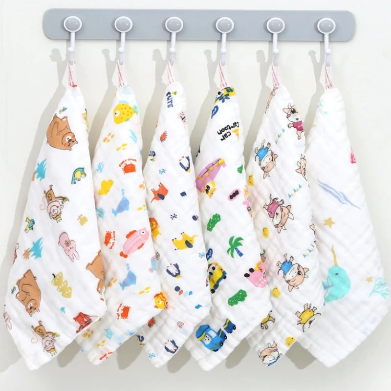 4pcs Cotton Baby Face Towel Newborn Baby Items 6 Layer Muslin Bibs Handkerchief Kids Girls Saliva Towel Feeding Burp Cloths