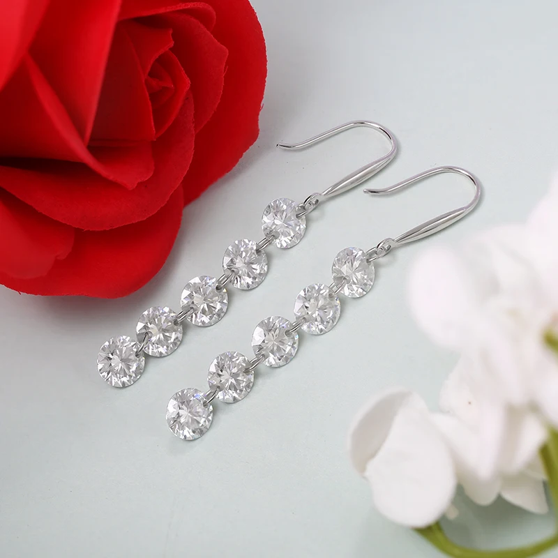 HMJ 10 Carat D Color Moissanite Stud Earrings For Women Top Quality 100% 925 Sterling Silver Sparkling Wedding Jewelry