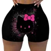 Women's sports shorts, Hello Kitty printed leggings, black gray red S-XXL quick drying casual fitness yoga 4