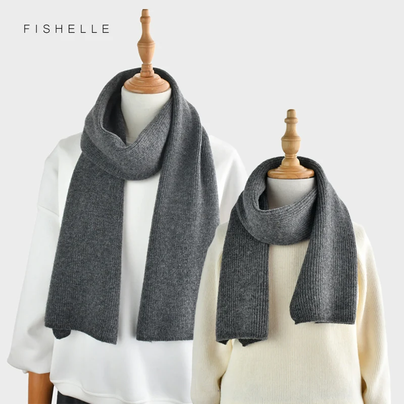 luxury cashmere knitted scarves solid color red gray black women or men winter scarf adults warm thick wool scarf kids children