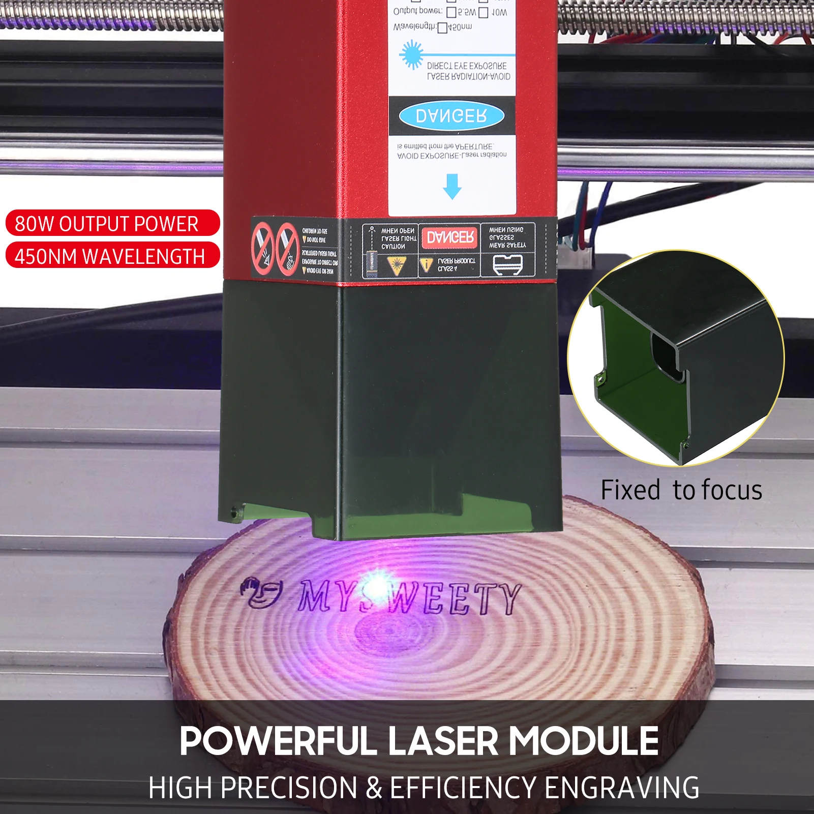 Laser Engraving Machine 10W 20W 30W 40W 80W Laser Module 450nm Engraving Laser Head Fixed Focal Length High Precision Engraving For CNC Engraver