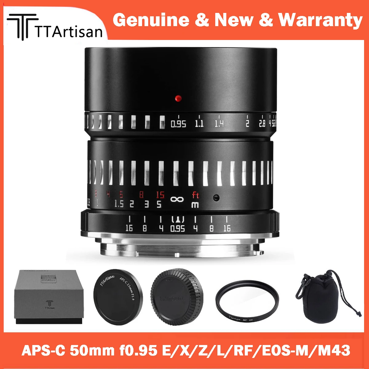 Ttartisan 50Mm F0.95 Aps-C Lente Manuale Ad Ampia Apertura Per Sony E Mount Fujifilm X Canon M Leica L Nikon Z Panasonic Olympus M43