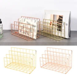 Desktop Document Sorter Wrought Iron Files Letter Holder Multi-function Book Stand Use For Cards Books CDs Notebook