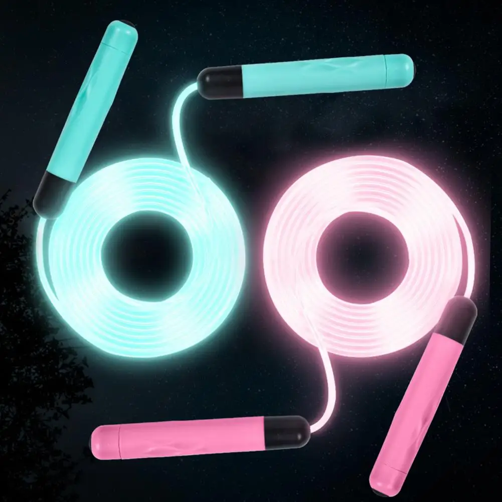 Glowing Jump Rope Adjustable Non-slip Handle Battery-operated with Light TPU LED Light Up Luminous Skipping