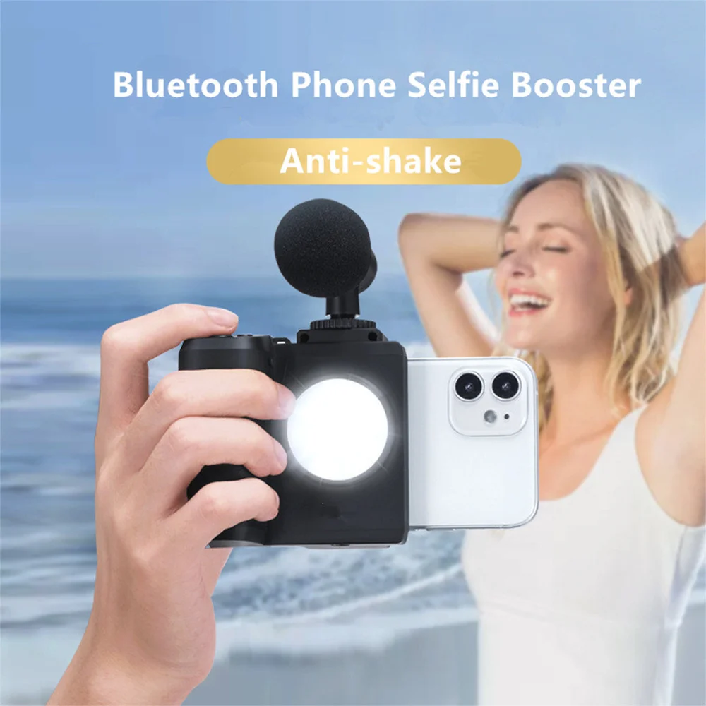 

Portable Smartphone Bluetooth Fill Light Mobile Selfie Booster Hand Grip Camera Grip Handle Mobile camera aid with Phone Shutter