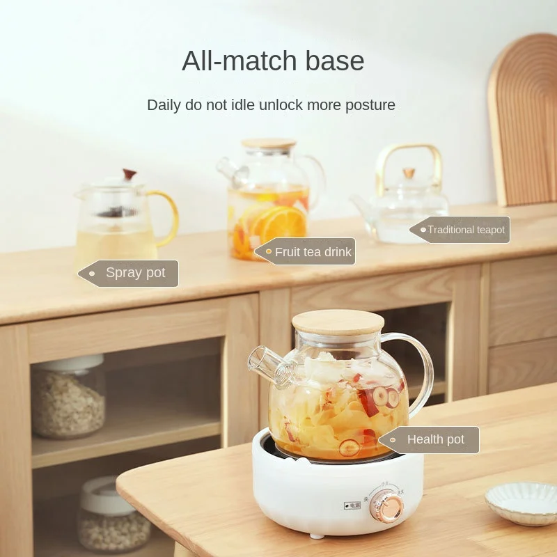 220V 1L Electric Health Preserving Pot Glass Water Boiling Kettle Teapot Fruit Tea Dessert Cooking Pot Multi Cooker 3