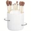 Makeup Brush Holder Organizer 360°Rotating Make Up Brushes Container for Vanity, Spinning Cosmetics Storage Cup, Stripe White 1