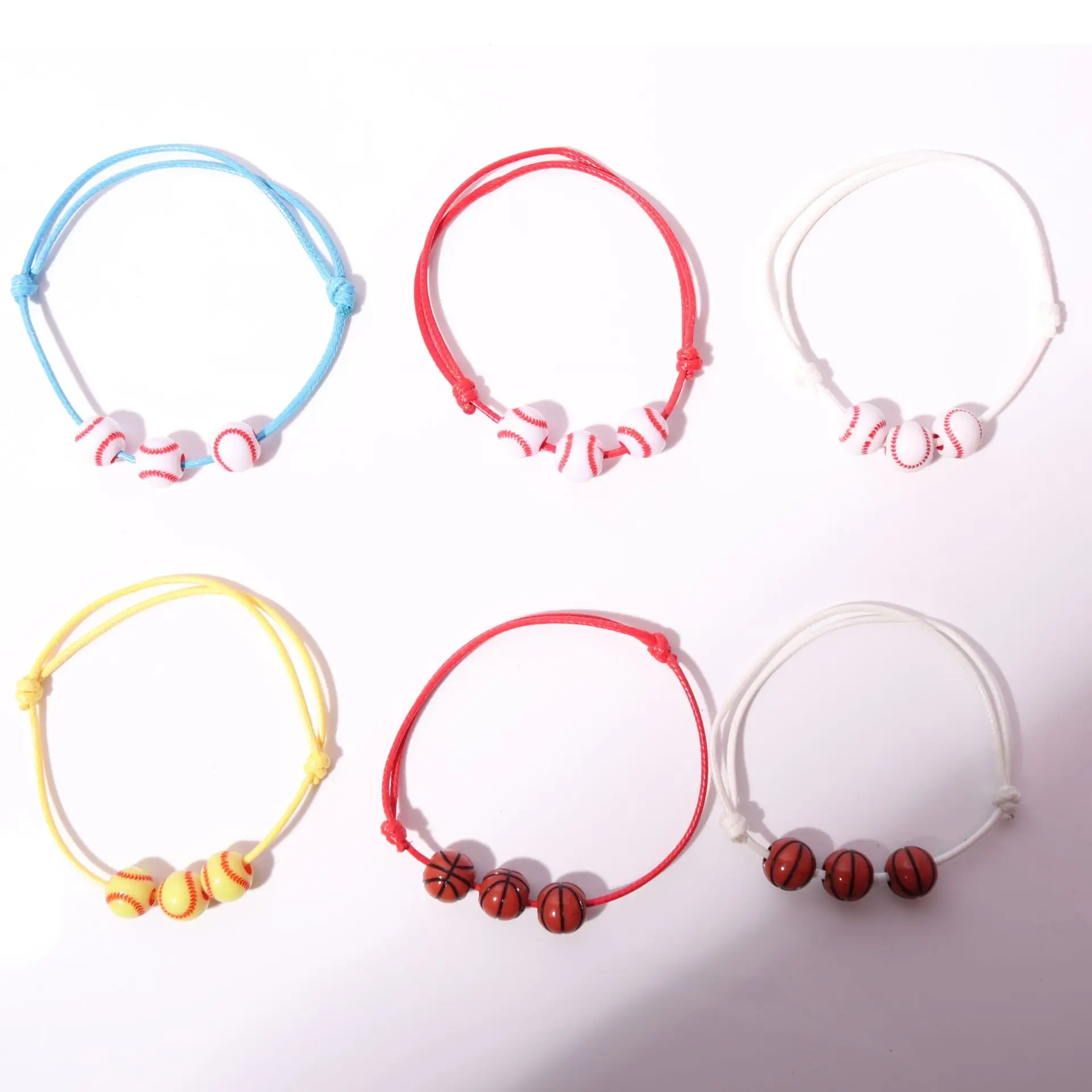 Sports Theme Party Bracelets Football Baseball Basketball Beads Charm Kids Birthday Favors Gift for Guest Pinata Filler