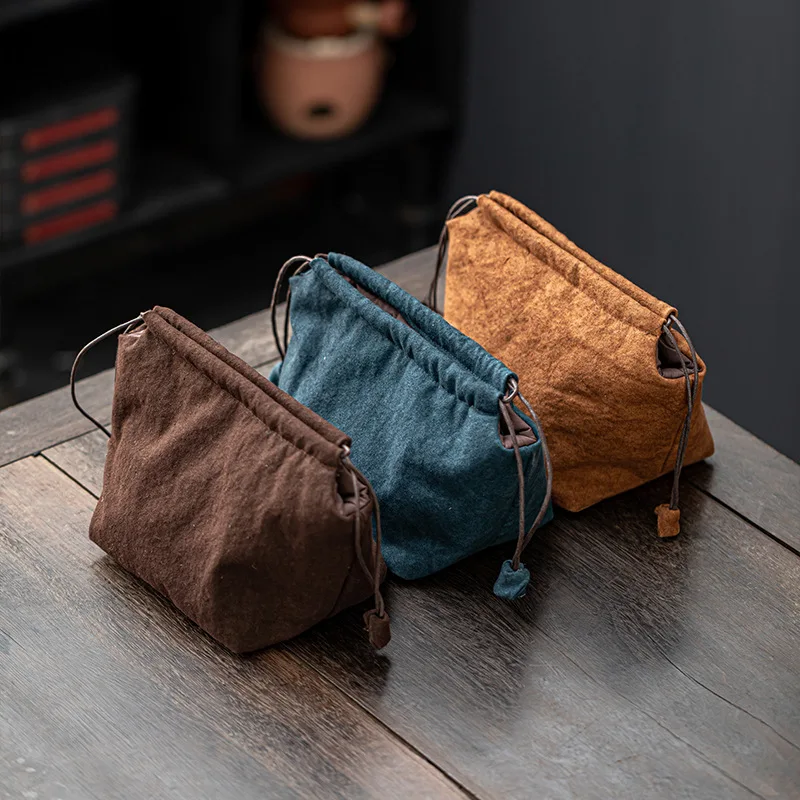 Creative Travel Portable Tea Pot Storage Bag Thickened Solid Color Japanese Tea Cozies Storage Bag Set Accessories LF394