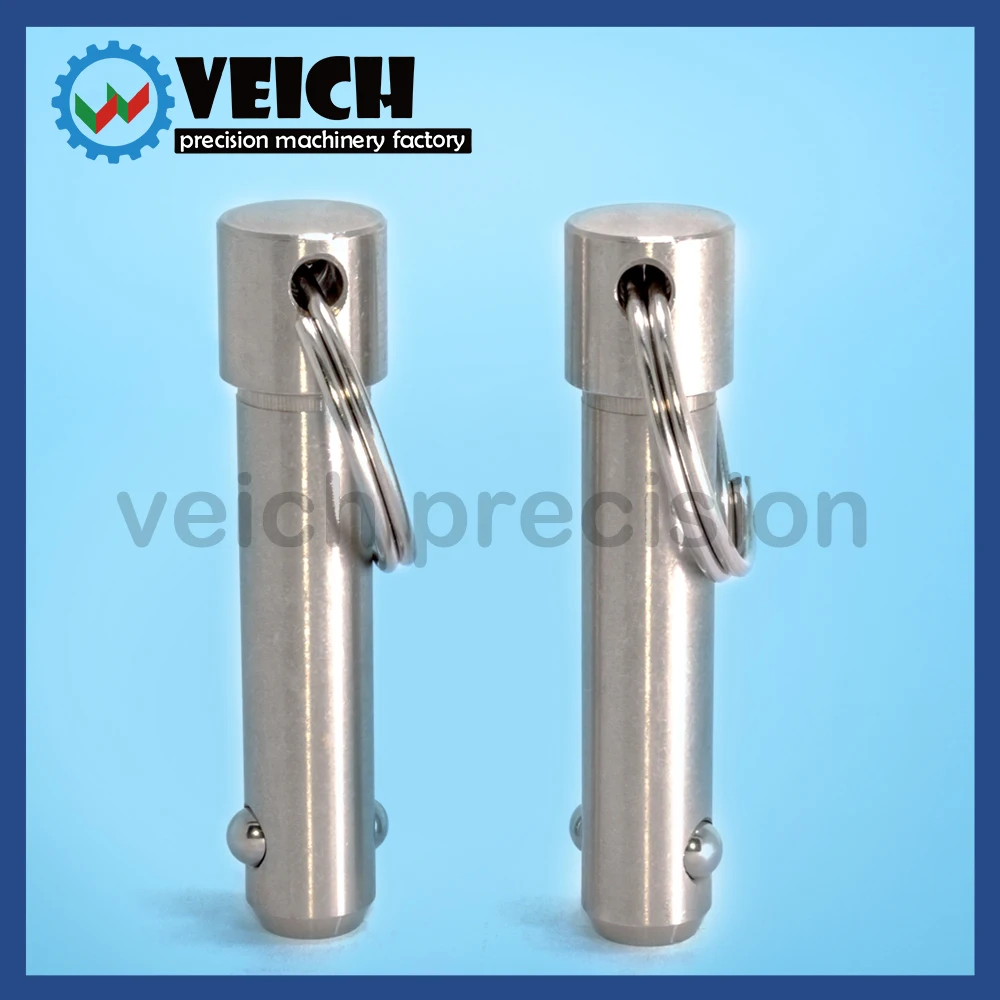 VCN114 스테인레스 스틸 스프링 유형 볼 헤드 잠금 핀 직경 525mm 풀 링 길이가 있는 퀵 릴리스 위치 핀 10100mm