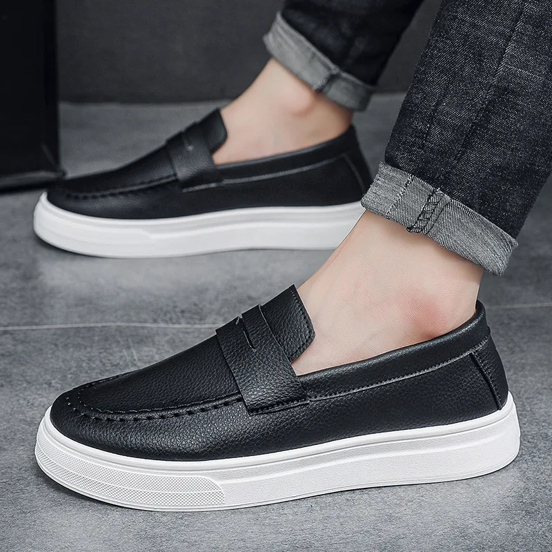 Mens loafers 2025 spring new British style casual leather shoes breathable comfortable trendy mens shoes Walking shoe - 4