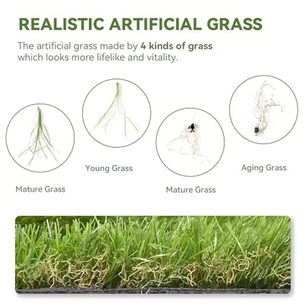 Artificial Grass Turf Outdoor Indoor 4x6 FT High-density Fake Grass Rug Eco-friendly Drainage Holes Pet Child Safe Non-slip Firm