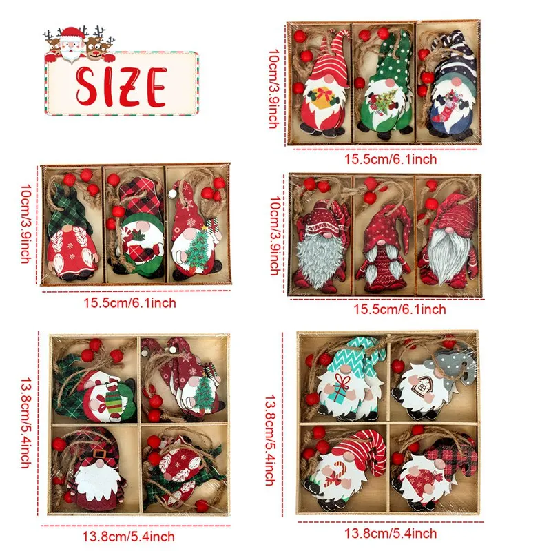 Christmas Gnomes Wooden Pendants Merry Christmas Decorations For Home 2023 Xmas Tree Christmas Ornaments Navidad New Year Gift images - 6