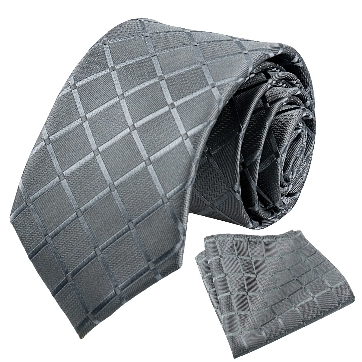 Luxuriöse Business-Krawatte für Herren, kariertes Einstecktuch, Krawattenset, Hochzeit, Weinrot, Schwarz, Herrenkrawatten, Einstecktuch, Grau, Gravatas – Detail 12