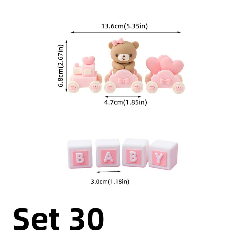 Description Picture 6 of itemBear Cake Topper Boy Girl Baby Shower Decorations Pink Blue Mini Bear Figurines for Kids Happy 1st Birthday Party Supplies Gifts