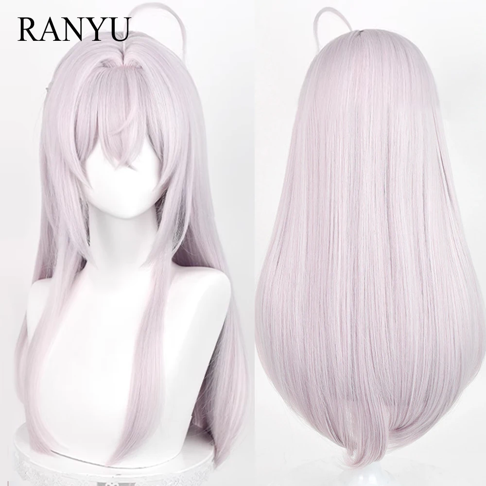 Anime Cosplay Pink Synthetic Long Straight Women Wig Fluffy Heat Resistant Wig with Bangs for Daily Party