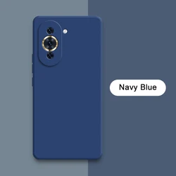 Luxury Square Liquid Silicone Camera Protective Back Cover for Huawei Nova 10 Youth (Navy Blue)