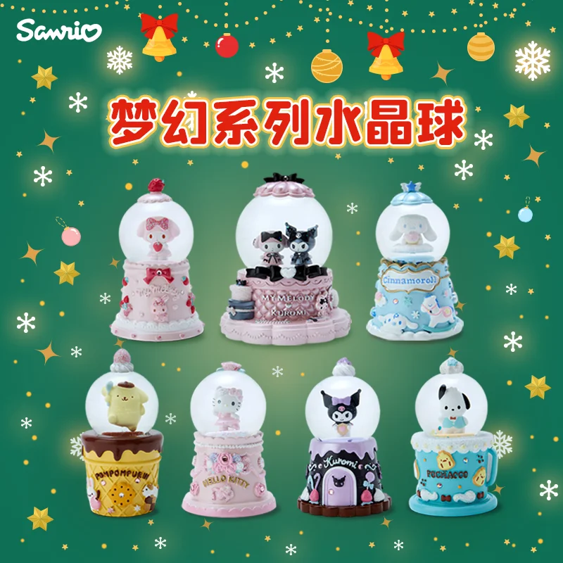 

Kawaii Hello Kitty Kuromi My Melody Fantasy Series Mini Crystal Ball Christmas Anime Sanrio Girly Heart Cute Desktop Decorations