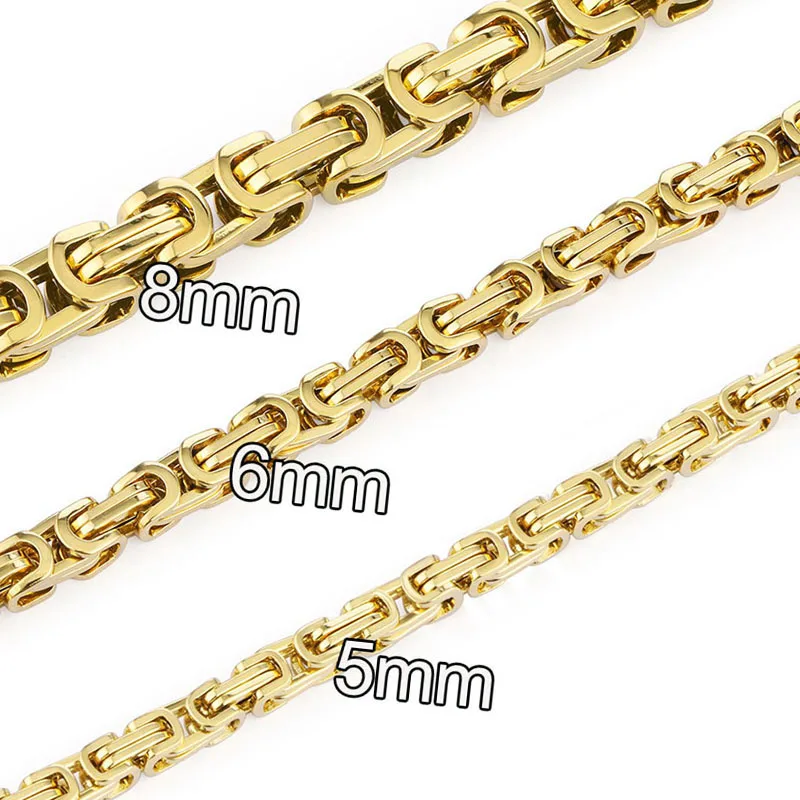 Men Stainless Steel Link Chains Necklace Multicolor Byzantine Strong Heavy Long Chain Necklaces Hip Hop man Punk Jewelry stainless steel necklace metal necklace