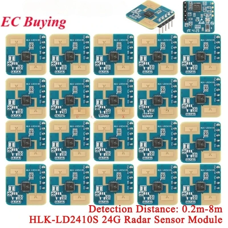 20 Stück/1 Stück LD2410S 24G Radarsensormodul zur Erkennung menschlicher Anwesenheit HLK-LD2410S Low Power LD2410 Erkennungsabstand 8M 3,3V 0,1mA
