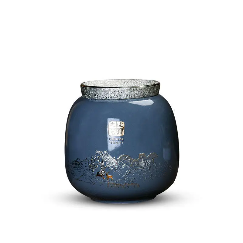 Creative Red Wave Ceramic Tea Caddy with Lid Sealed Moisture-proof Storage Container Coffee Bean Candy Jar Desktop Decoration 6