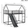Twin Over Twin Metal Floor Bunk Bed with Slide,Metal Junior House Twin Size House Bunk Bed Frame with Ladder & Roof for Boy Girl 2