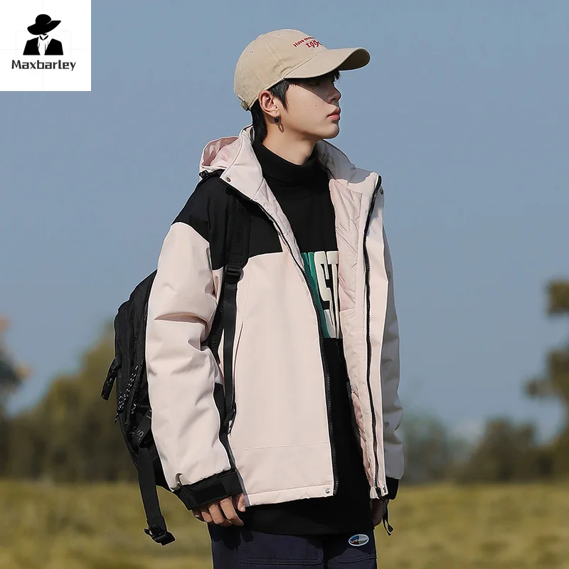 Gorpcore Winter Graphene Heating Jacket Men's Outdoor Windproof Waterproof Down Cotton Coat Unisex Camping Ski Hooded Parka 2024