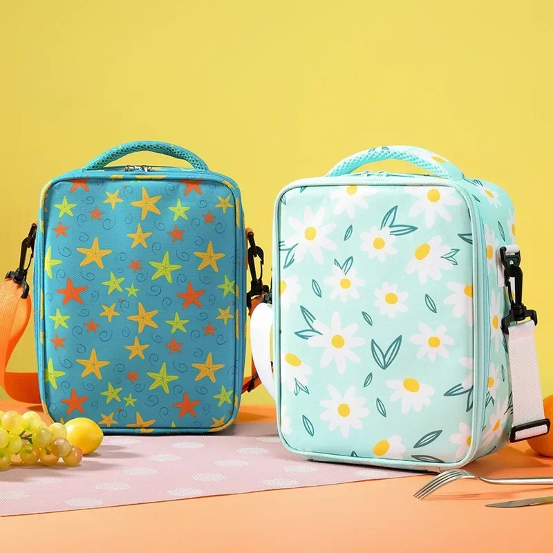 Tragbare Kawaii Cartoon Tote Thermische Lunch Box Tasche Aluminium Folie Büro Student Bento Lagerung Isolierung Taschen Schulter Gurt