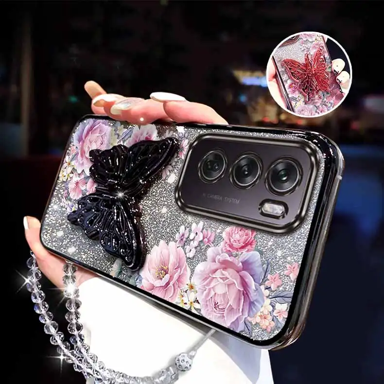 Pink Peonies Plating Bracelet Holder Phone Case