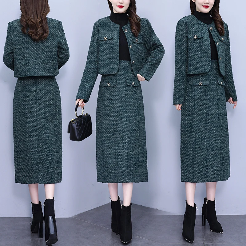 

Real Shot In Stock Spring/Autumn High-End Feel Coarse Tweed Chic Two-Piece Set for Women, New Arrival Elegant Versatile Outfit