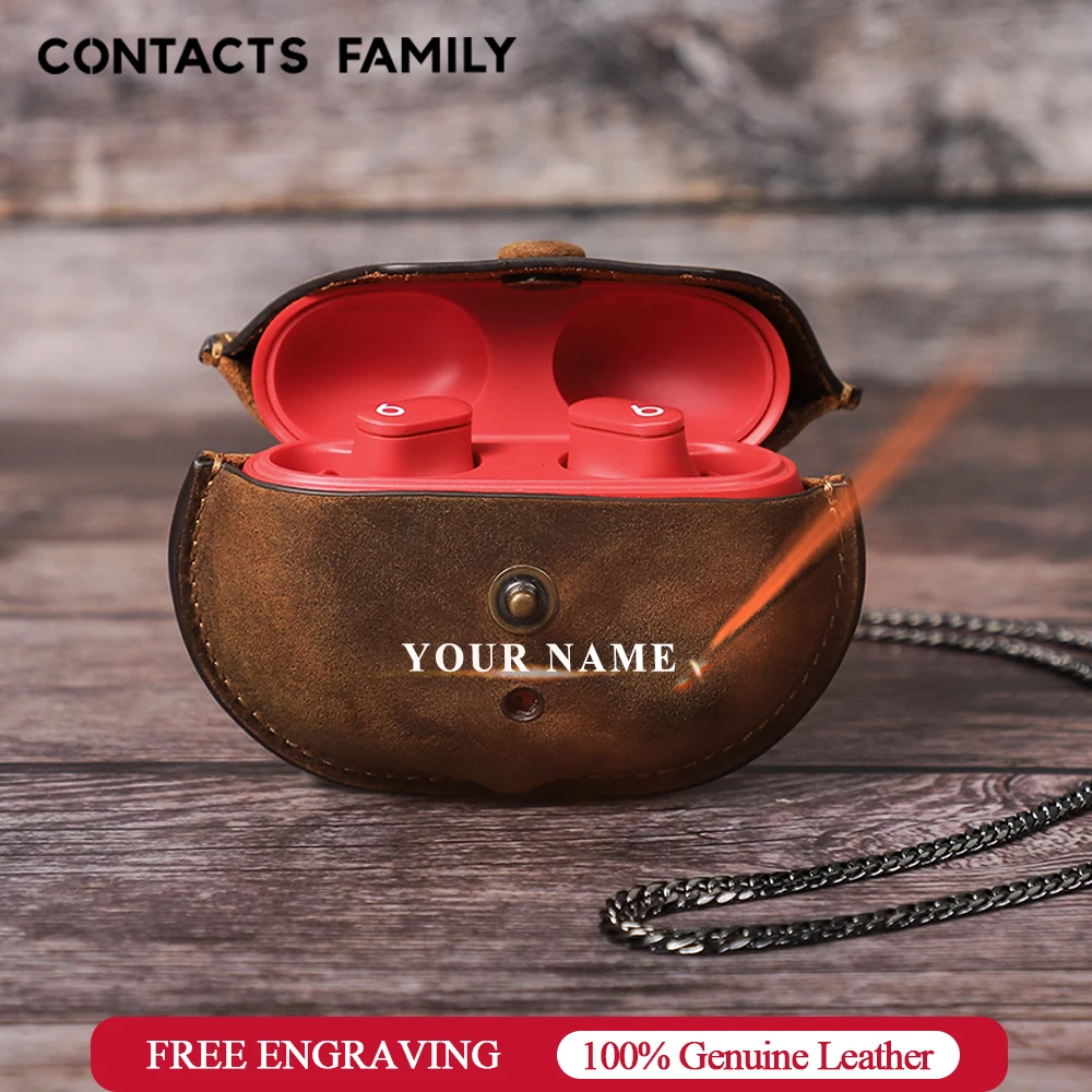 

CONTACT'S FAMILY Leather Case For Beats Studio Buds Protector Cover Headphone Accessories Dustproof Beats Studio With Necklace