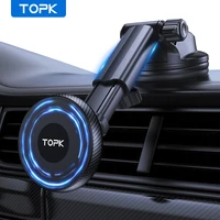 TOPK Strong Suction Car Mount FOR MagSafe FOR Phone, Adjustable Long Arm Windshield Dashboard Holder, Ultra-Stable Magnet Stand