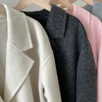 2025 printemps femmes Drouble boutonnage manteau de laine Style ample cachemire vêtements d'hiver longs manteaux hauts nouveau 5
