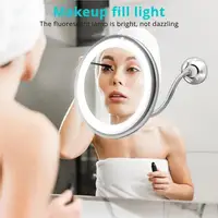 Flexible Gooseneck Makeup Mirror with LED Light 10X Magnifying Mirror Suction Cup Bright Diffused Light and 360 Degree Swivel 2