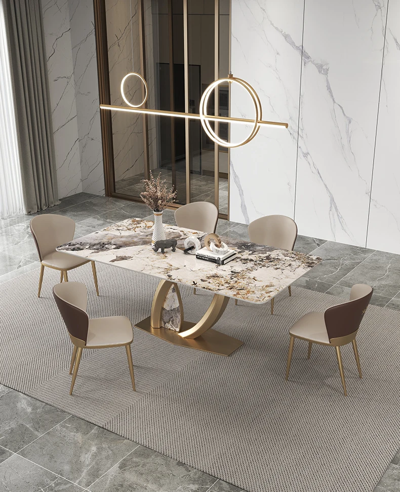 Description Picture 5 of itemKitchen Island Marble Rectangular Table Custom Dining Set Luxury Design Modern High-end Villa Basse De Salon Furnitures