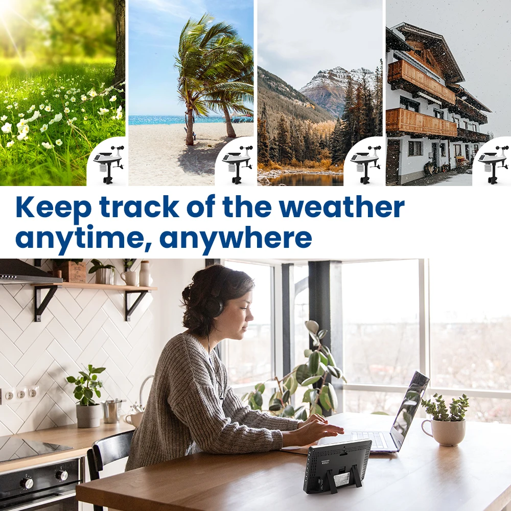 Professional Wireless Weather Station 8-in-1 Rain Gauge Outdoor Sensor Weather Forecast Humidity Horloge Station rainfall sensor,wireless weather station