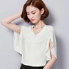 Summer Women Chiffon Shirt Lotus Leaf Sleeve Blouse