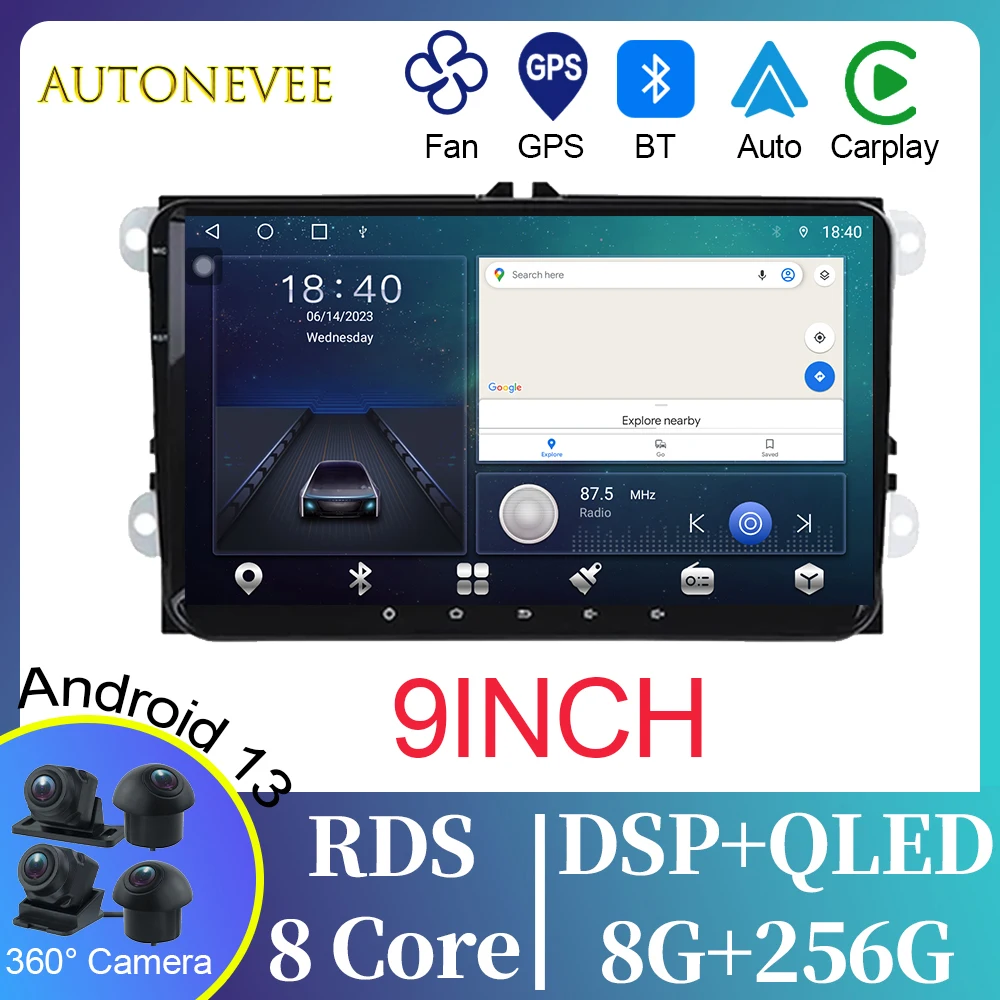 

QLED для VW Volkswagen Golf Passat b7 b6 Skoda Seat Octavia Polo Tiguan видеоплеер Android Автомагнитола Carplay No 2din DVD