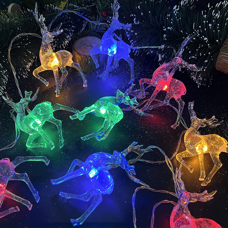 

1.5m Christmas Elk Deer Colorful String Lights Sika Deer Modeling Fairy Lights Home Decoration Christmas Party Lights Ornaments