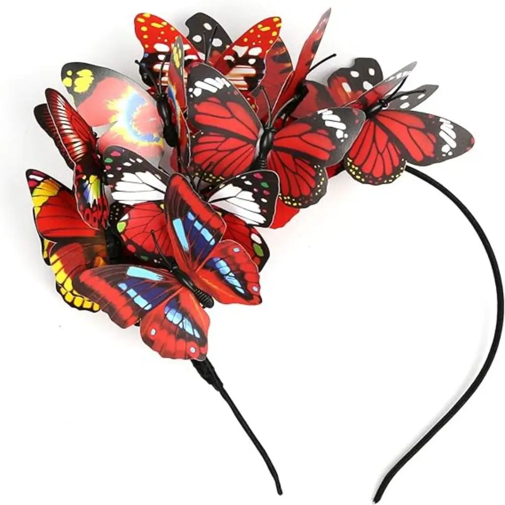 Tea Party Schmetterling Fascinator Schmetterling Stirnbänder Halloween Kostüm Kopfschmuck Schmetterling Stirnband Krone Party Bühne Bunt