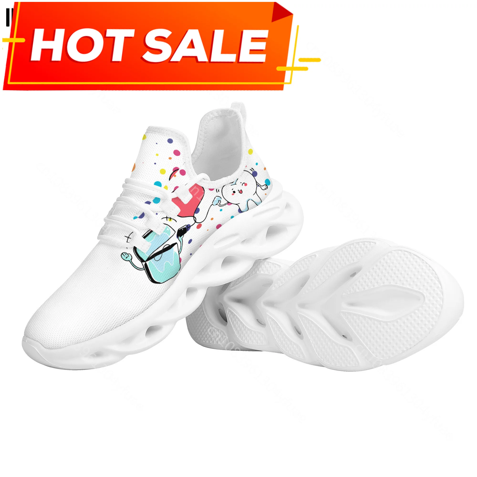 New Trend Women Flats Cartoon Dentist Tooth Pattern Casual Shoes Breathable Mesh Female Sneakers Zapatos Mujer 2022 6
