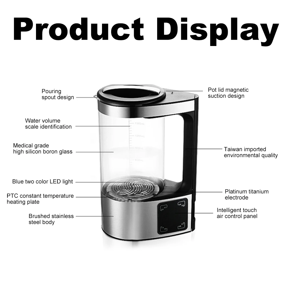 Description Picture 4 of itemV8 Portable Hydrogen Water Ionizer Machine 2000ML High Concentration Anti Aging Water Generator for Family Use